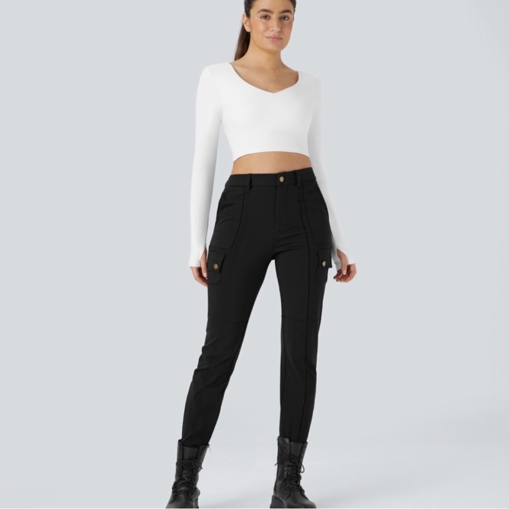 High-Waist Black Cargo Pants NWT